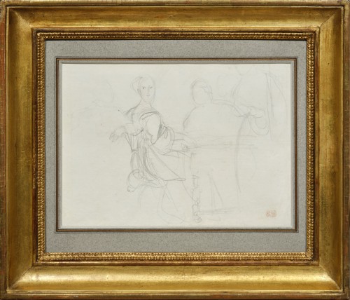 L'amoureuse au piano, Eugène Delacroix (vers 1843) - Tableaux et dessins Style Louis-Philippe