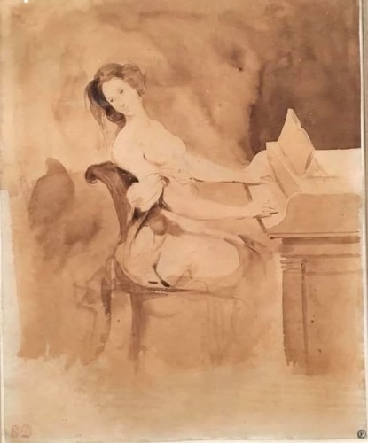Louis-Philippe - L'amoureuse au piano, Eugène Delacroix (vers 1843)