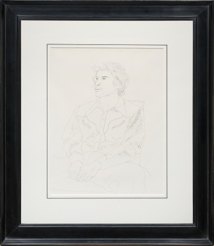 Tableaux et dessins Dessin, Aquarelle & Pastel - Un portrait de Peter Schlesinger par David Hockney (1972)