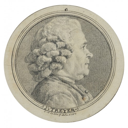 Charles-Nicolas Cochin (1715 - 1790) - portrait de Joseph Treyer - Tableaux et dessins Style Louis XVI