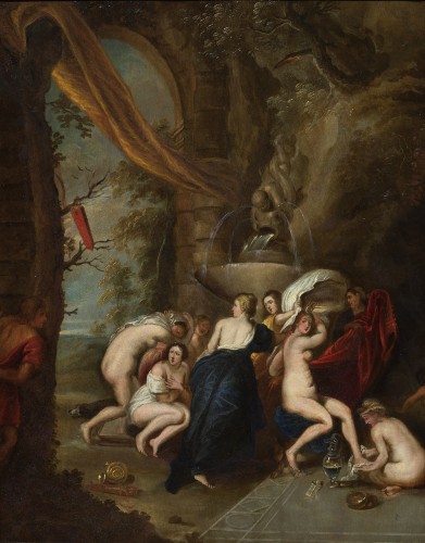 Ecole d'Anvers d'après Rubens - Le Départ de Diane et Le Bain de Diane - Tableaux et dessins Style 