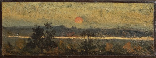 Sunset on the sand sea, an by Henri Joseph Harpignies 