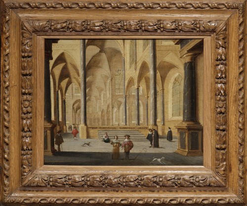 Church interior, oil on parquet panel by Jans Juriaensz van Baden (1604-1677) - Paintings & Drawings Style 