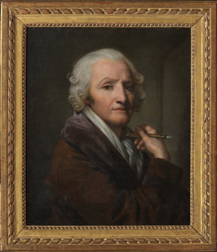 Portrait du peintre Jean-Baptiste Greuze par sa fille Anna Greuze (Paris 1762 - 1842) - Tableaux et dessins Style Empire