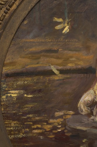 XIXe siècle - Automne à Versailles, tondo par l'impressioniste Paul Helleu (1859 – 1927)