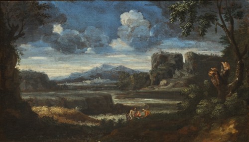 Italian Landscape with Jack Players by Gaspard Dughet (1615 - 1675)