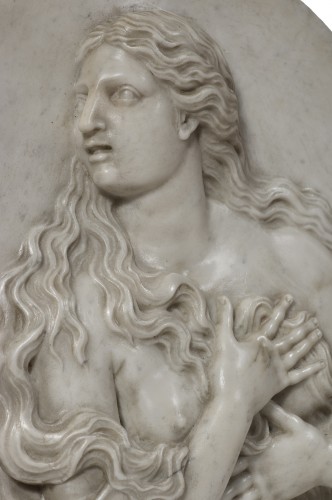 Saint Mary Magdalene, a marble medallion after Etienne Le Hongre  - 