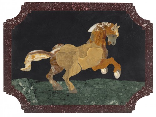 Decorative Objects  - A set of four hard stone marquetry plaques depicting animals, Italy 18th c.