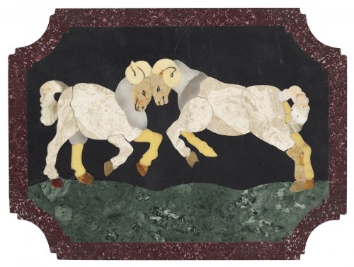 A set of four hard stone marquetry plaques depicting animals, Italy 18th c. - 