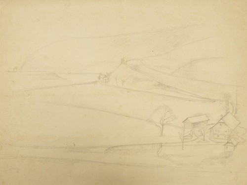 Study for « Paysage de Fribourg »  - 1943,  by Balthus  - Paintings & Drawings Style 