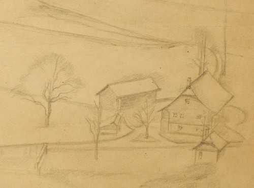 Study for « Paysage de Fribourg »  - 1943,  by Balthus  - Paintings & Drawings Style 
