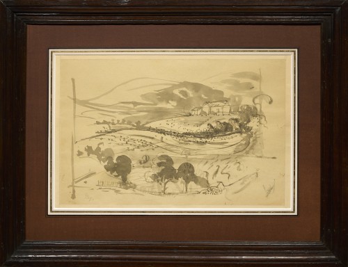 Étude pour « La Bergerie » 1957-1960, un lavis d'encre double-face signé par Balthus - Tableaux et dessins Style Années 50-60