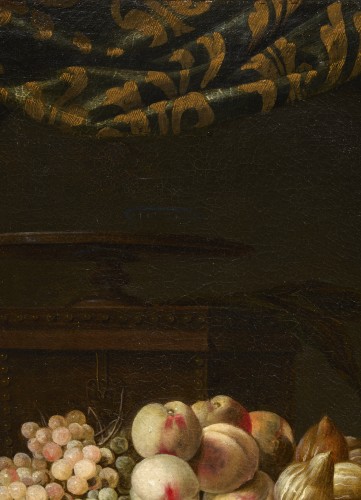 XVIIe siècle - Adeodato Zuccati - Vase en argent avec des fleurs, horloge et plateau de fruits