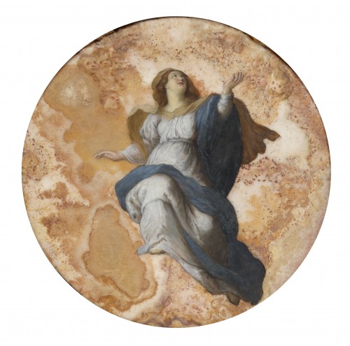 The Assumption, oil on alabaster - Roman school, 17th Century after Rubens 