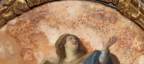 The Assumption, oil on alabaster - Roman school, 17th Century after Rubens  - 