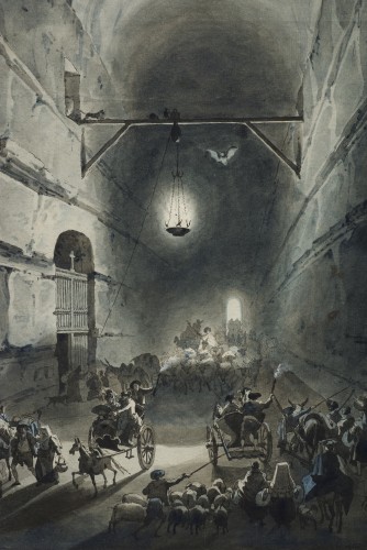 XVIIIe siècle - La grotte du Pausilippe de nuit à Naples par Louis-Jean Desprez (1743 – 1804)