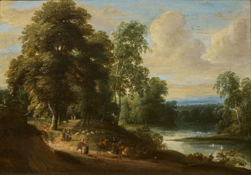 Riverside Landscape  -Jacques d&#039;Arthois (Brussels 1613 - 1686)