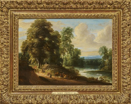 Paysage au bord de rivière - Jacques d'Arthois (1613 - 1686) - Tableaux et dessins Style 