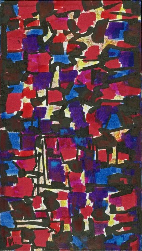 Stained-glass study, an original drawing by  Alfred Manessier (1911 - 1993