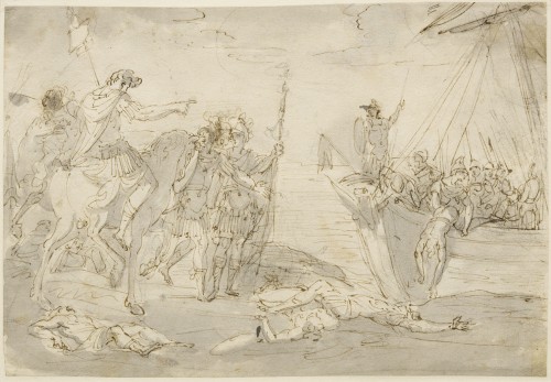 Caesar&#039;s landing in Brittany by Giuseppe Bernardino Bison (1762 - 1844)