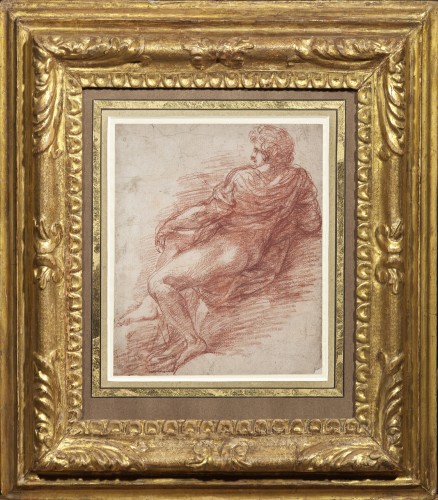 Tableaux et dessins Dessin, Aquarelle & Pastel - Etude d’homme assis - Ecole Italienne du XVIIe siècle