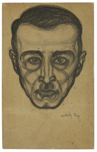 Portrait of a man, an expressionist drawing by László Moholy-Nagy (1895-1946)