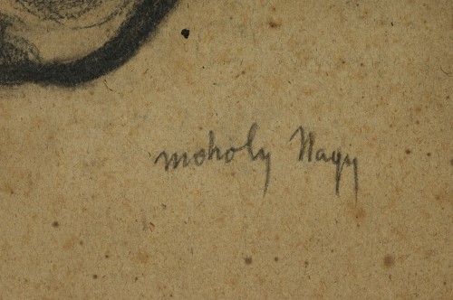 Portrait d'homme, un dessin expressionniste de László Moholy-Nagy (1895-1946) - Tableaux et dessins Style 
