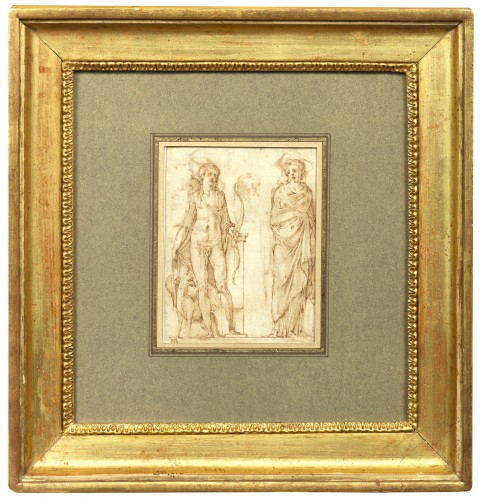 Apollon et Calliope (Melpomène et Polymnie au verso), attribué à Girolamo da Carpi - Stéphane Renard Fine Art