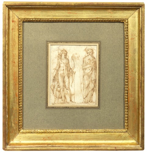 Apollo and the Muses a double-sided drawing attributed to Girolamo da Carpi - 