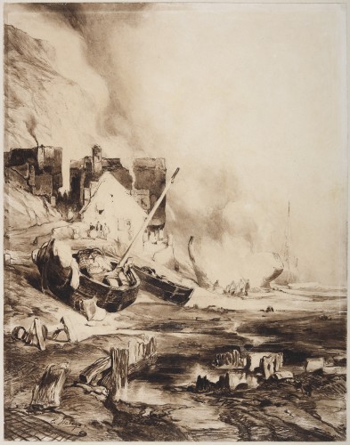 Le radoub d’une barque à marée basse - 'Eugène Isabey (1803 - 1886)
