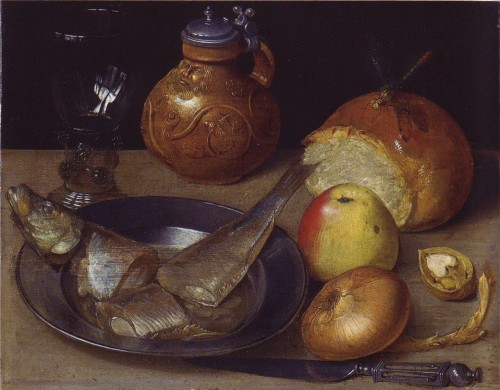  - Nature morte au hareng, à la pomme et au gobelet de vin - Atelier de Georg Flegel