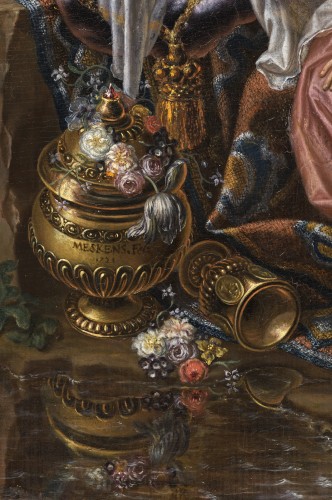 Satyre dévoilant une nymphe, par Johann Franz Meskens, un peintre flamand (1721) - Stéphane Renard Fine Art