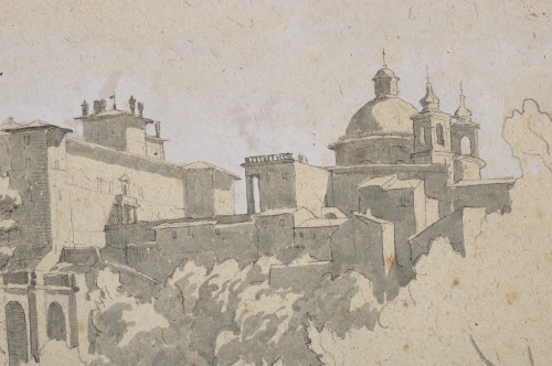 View of Ariccia, a preparatory drawing by Achille Bénouville (1815 - 1891) - 