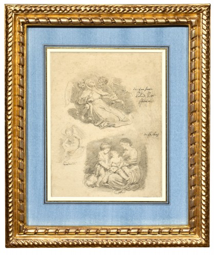 Tableaux et dessins Dessin, Aquarelle & Pastel - Trois études réalisées au Palais Pitti en 1761 par Jean-Honoré Fragonard