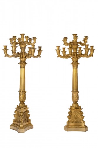 Pair of thirteen-flame candelabra France or Russia, II quarter of 19th cent
