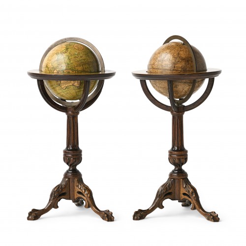 Paire de globes en miniature. Lane, Londres post 1833, ante1858