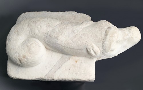 Monstre marin, bouche de fontaine en marbre de Carrare - Italie fin du XVIe siècle - 