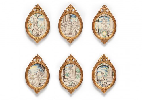 Six maiolica “ambrogette” (tiles), onio Africa Pavie (1693-1704) - Porcelain & Faience Style 