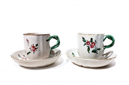 Antiquités - A coffee pot and 2 cups. Antonio Ferretti Manufacture Lodi, Circa 1765-1770
