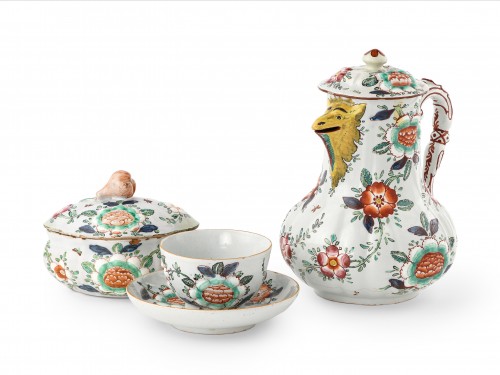 Service à café à décor « barbotine » P. Rubati ou F. Clerici, Milan 1770-1780
