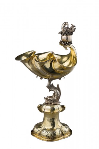 A parcel-gilt shell shaped cup  (Muschelpokal)