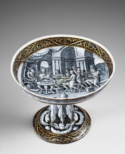 Objets de Vitrine  - Coupe en émail peint - Le Festin de Didon - Pierre Reymond, Limoges, 1550