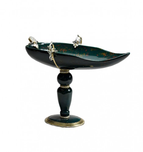 A gold and enamel mounted bloodstone cup on foot