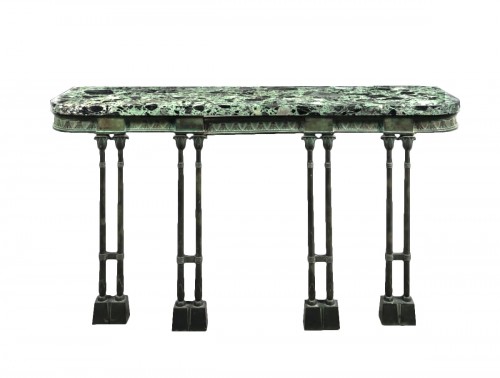 A Neo-Egyptian patinated bronze console