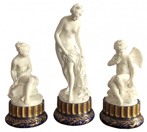 An important Sèvres biscuit porcelain garniture