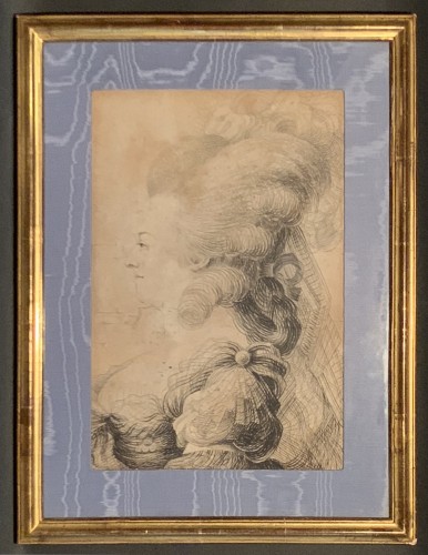 Jean-Joseph Bernard (1740 - 1809) - Portraits calligraphiques Louis XVI et Marie-Antoinette - Tableaux et dessins Style 