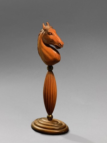 Curiosities  - A boxwood horse bust on stand