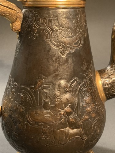 A gilt and patinated copper coffee pot - Ural, circa 1770 - 