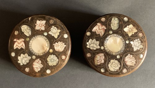 A pair of Spa marquetry powder boxes - Objects of Vertu Style Louis XIV