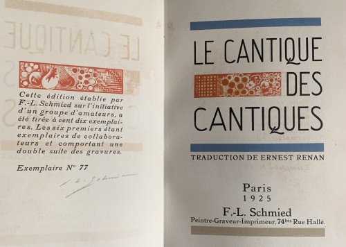 Le Cantique des Cantiques - Schmied / Dunand / Cretté - Gravures et livres anciens Style Art Déco